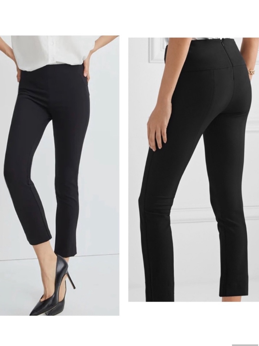 Veronica Beard Black Scuba Cropped Ponte Slim Pants 12